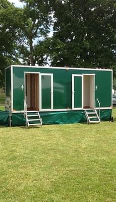 Mobile toilet set up in garden