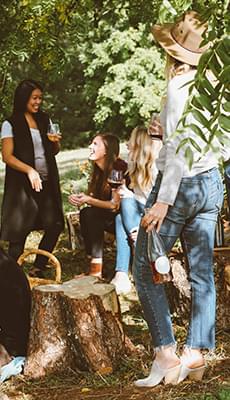 Group of people chatting outside